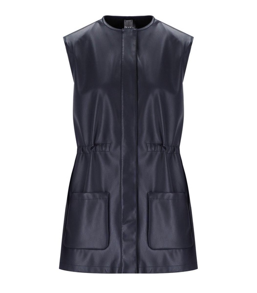 Mm Max Mara Tolone Blue Leather Effect Vest