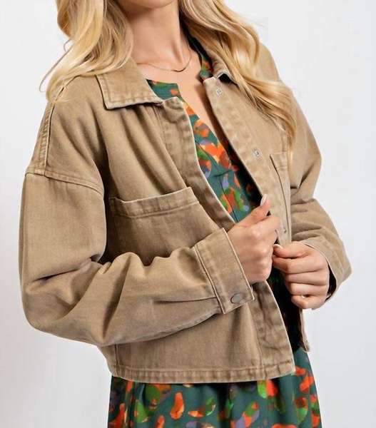 courtney crop jacket in khaki