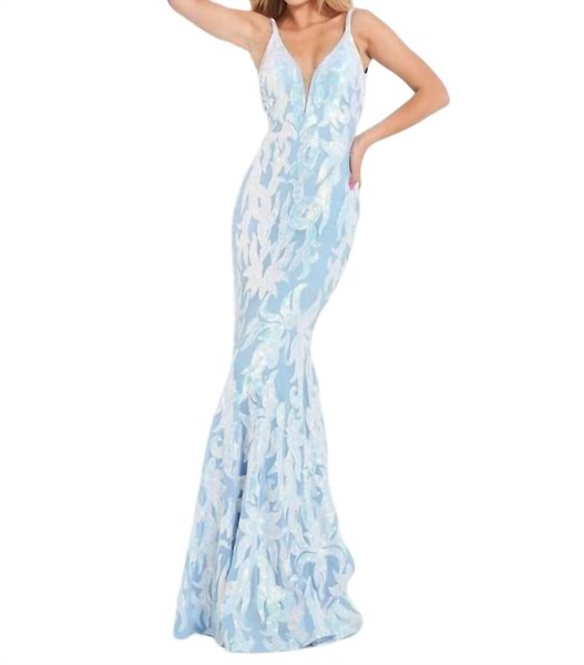 emproided sequins in lt. blue