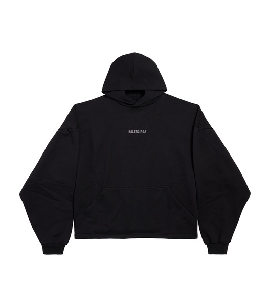 Rhinestone-Logo Cropped Hoodie