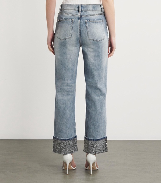 Embellished-Cuff Weezy Jeans