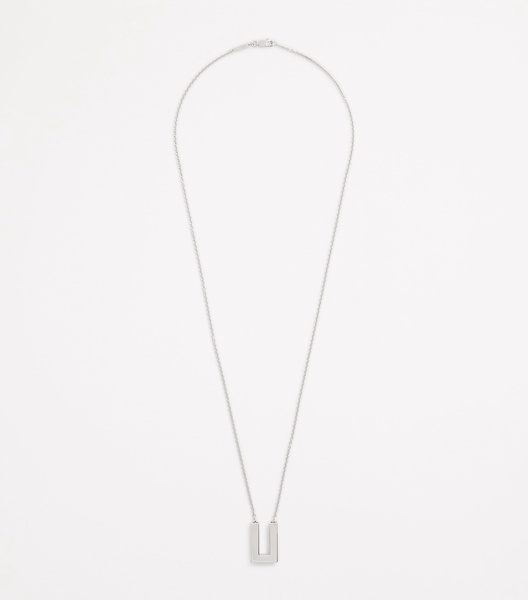 Rhodium-Plated Sterling Silver Square Pendent Necklace