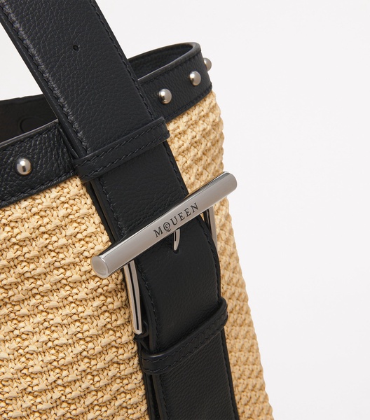 Woven T-Bar Sling Bucket Bag