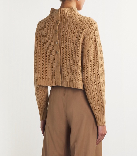 Cropped Back-Buttoned Sweater