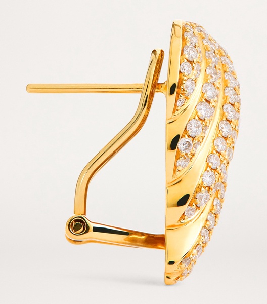 Yellow Gold and Diamond Croissant Earrings