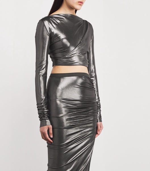 Metallic Draped Crop Top