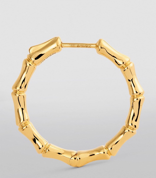 Yellow Gold Bamboo Hoop Earrings