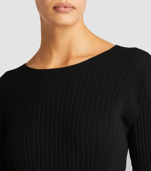 Hatching Pleats Midi Dress