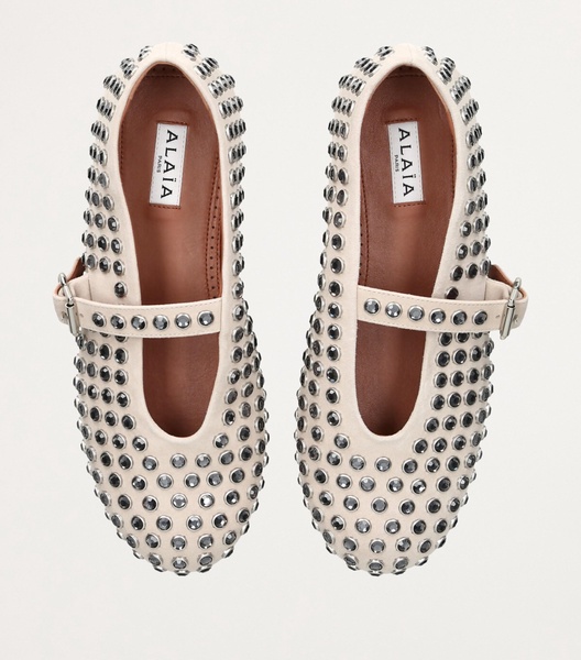 Suede Embellished Ballet Flats