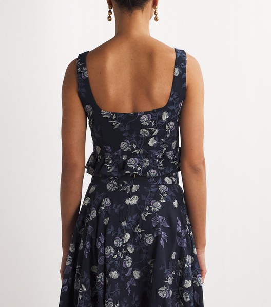 Floral-Embroidered Crop Top