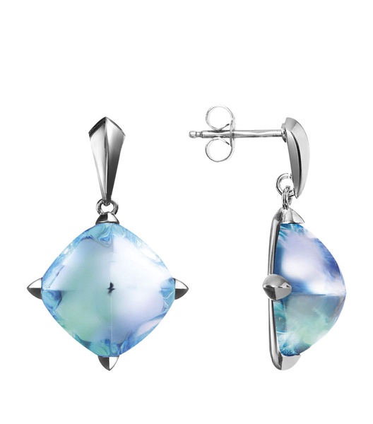 Sterling Silver Médicis Aqua Mirror Earrings
