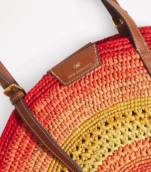 Large Raffia Round Tote Bag