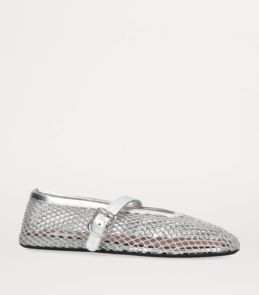 Metallic Net Mary Jane Ballerina Flats