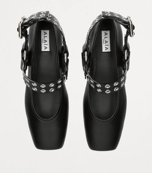 Leather Biker Ballet Flats