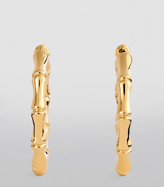 Yellow Gold Bamboo Hoop Earrings