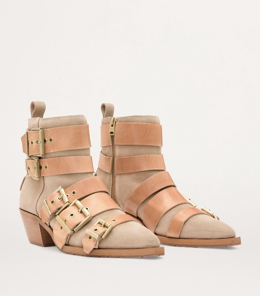 Suede Buckle-Detail Jane Boots
