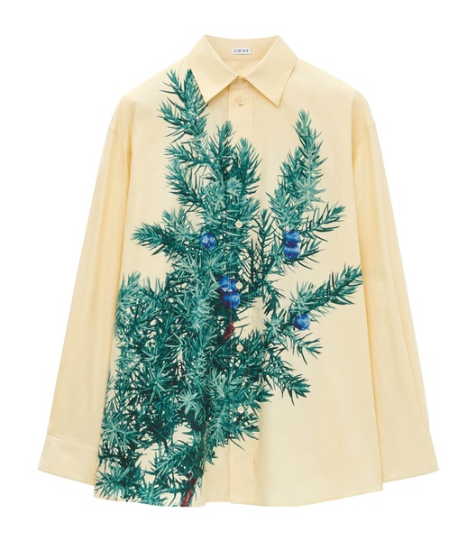 Cotton-Silk Juniper Branch Shirt