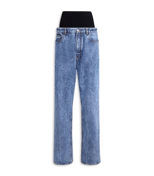 Knit-Waist Straight Jeans
