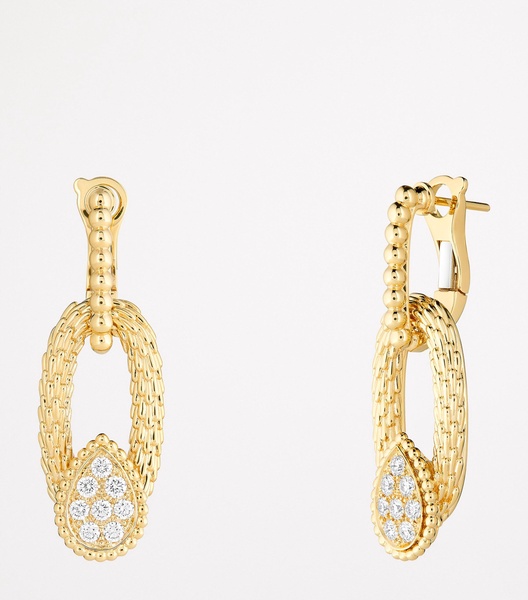 Yellow Gold and Diamond Serpent Bohème Vintage Drop Earrings