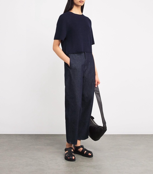 Linen-Blend Knit Round-Neck Sweater
