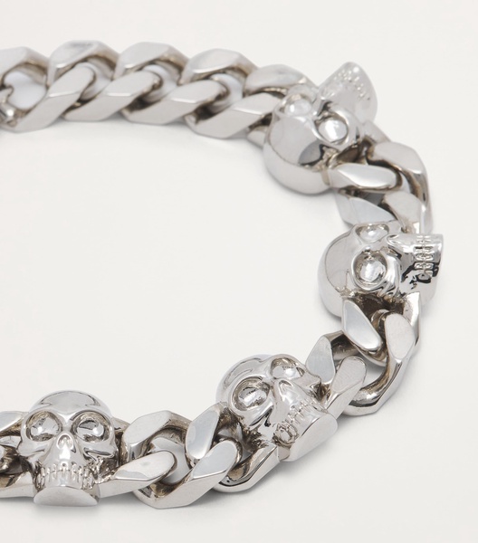 Palladium-Plated Skull Chain Bracelet