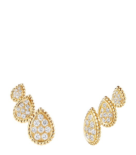 Yellow Gold and Diamond Serpent Bohème Three Motifs Earrings