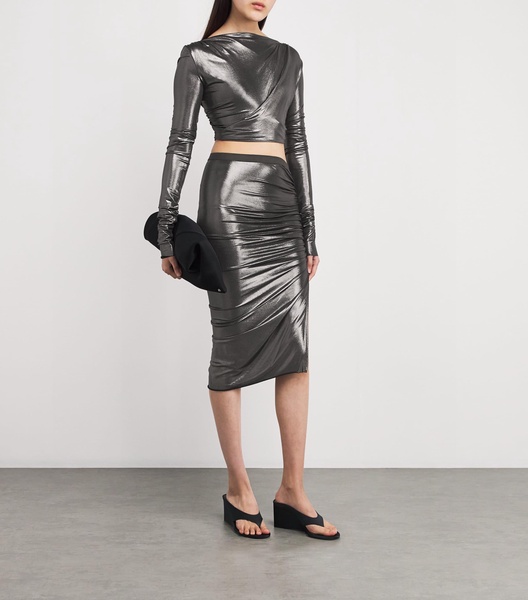 Metallic Draped Crop Top