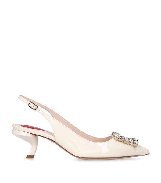 Patent Leather Virgule Slingback Heels 55