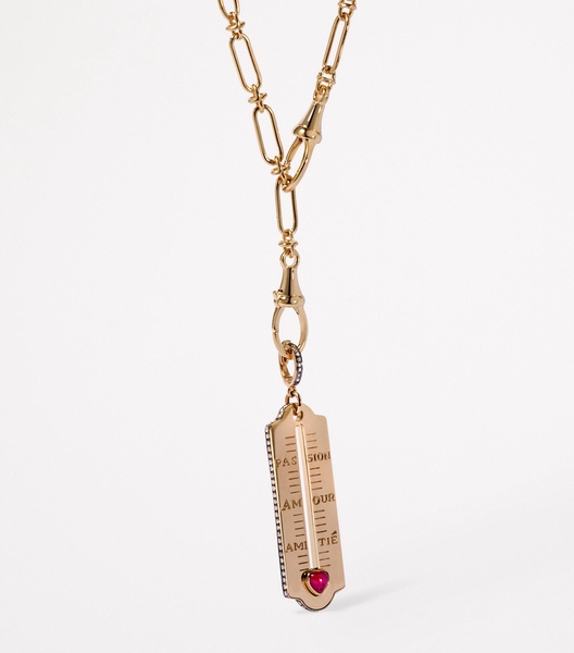 Yellow Gold, Diamond and Ruby LoveOmeter Pendant