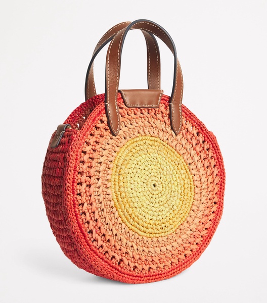 Small Raffia Round Top-Handle Bag