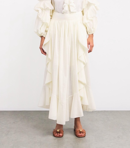 Cotton Ruffled Maxi Skirt