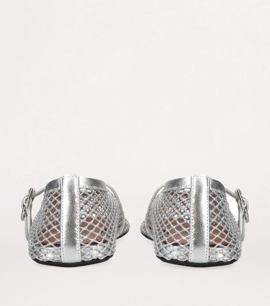 Metallic Net Mary Jane Ballerina Flats