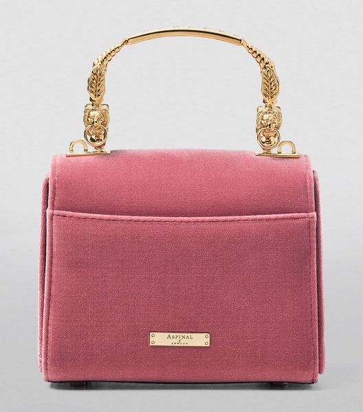 Mini Velvet Embroidered Mayfair Top-Handle Bag