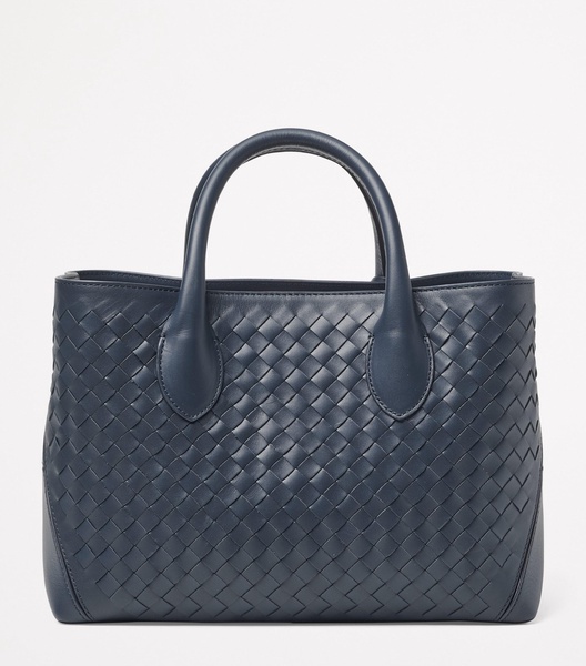 Midi Woven Leather London Tote Bag