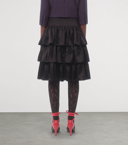 Satin Tiered  Midi Skirt