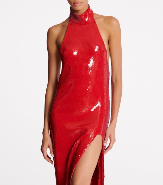 Sequinned Halterneck Maxi Dress