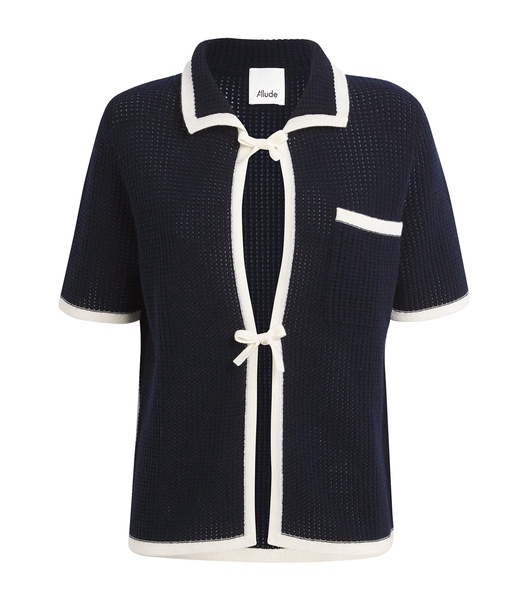 Wool-Cashmere Bow-Front Cardigan