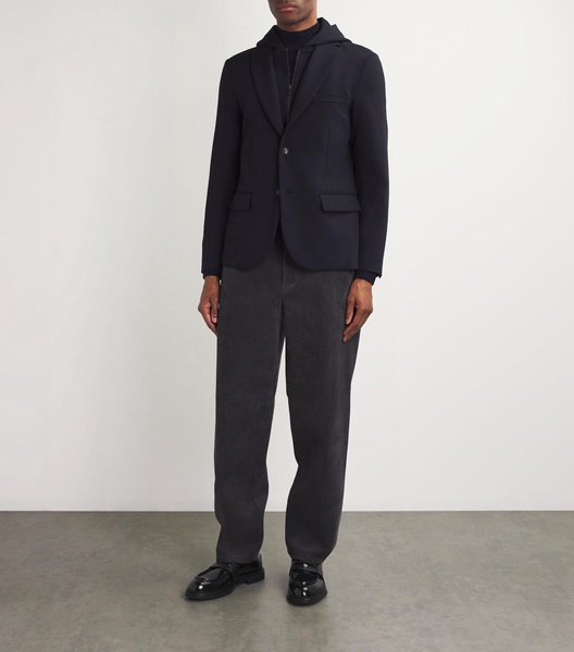 Detachable-Insert Hooded Blazer