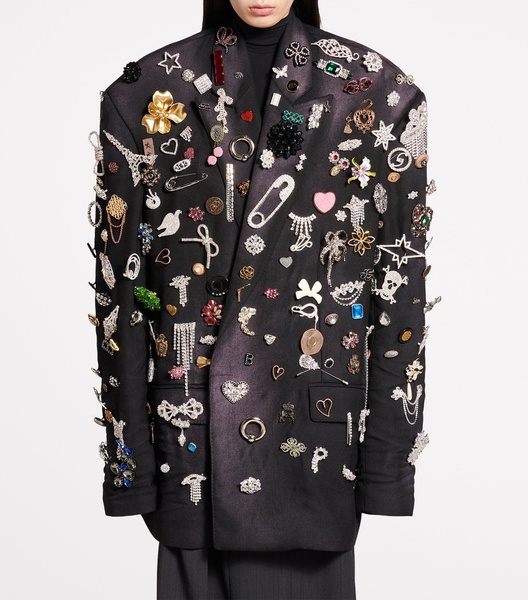 Women's Brooches Tailored Jacket in Black
