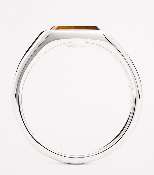 Rhodium-Plated Sterling Silver Kay Tiger Eye Ring
