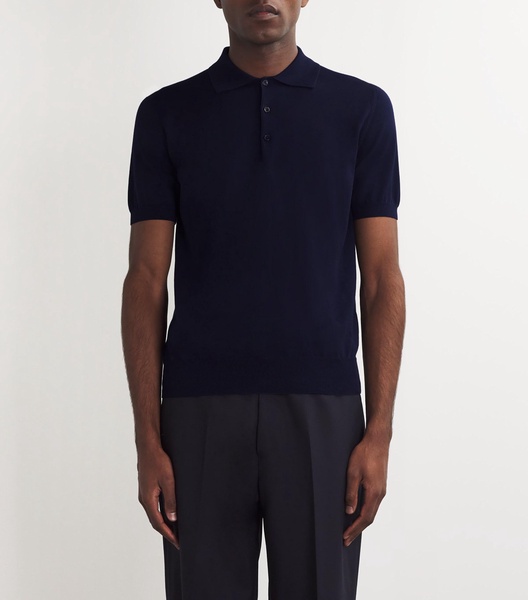 Cotton Ribbed-Trim Polo Shirt