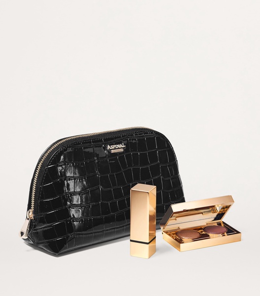 Small Croc-Embossed Wash Bag