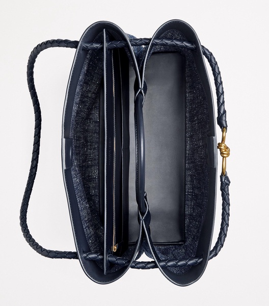 Large Denim Bouclé Andiamo Top-Handle Bag