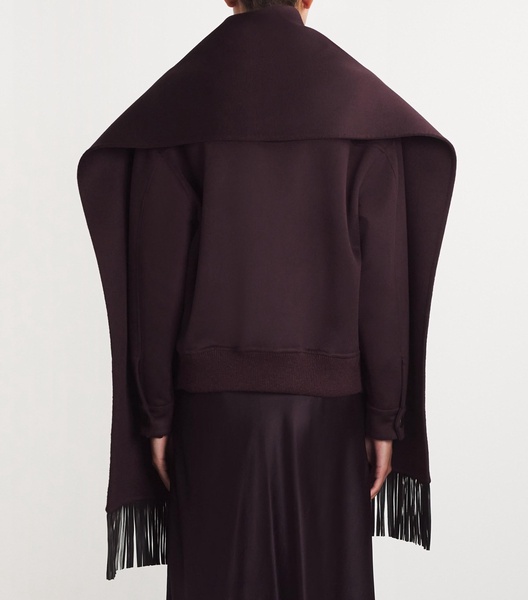 Cashmere Scarf-Neck Bomber Jacket