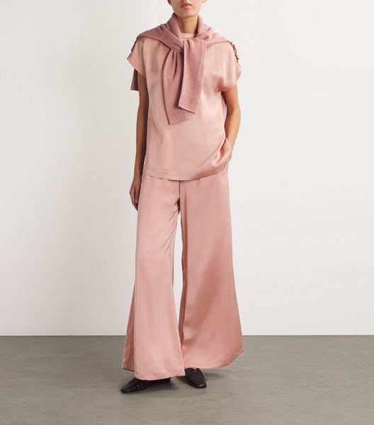 Elasticated-Waistband Flared Trousers