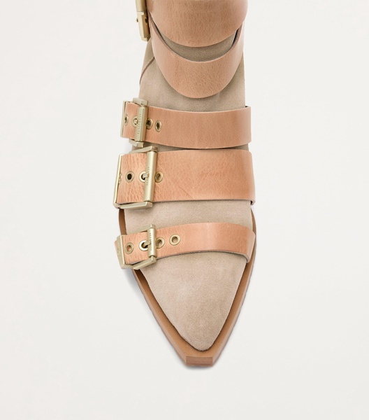 Suede Buckle-Detail Jane Boots