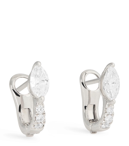 White Gold and Diamond Huggie Earrings