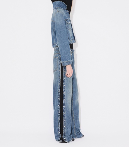 Knitted-Hood Denim Jacket
