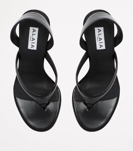 Leather Tong Heeled Sandals 90