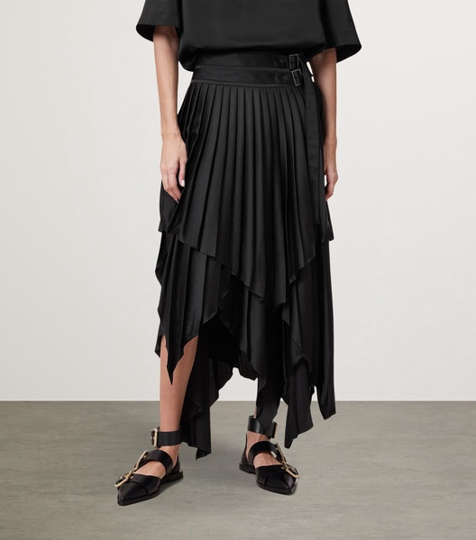 Asymmetric Kat Pleated Skirt
